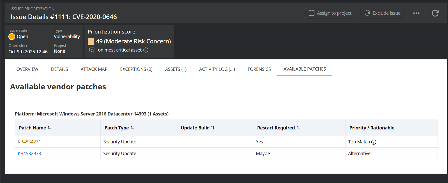 Available Patches tab