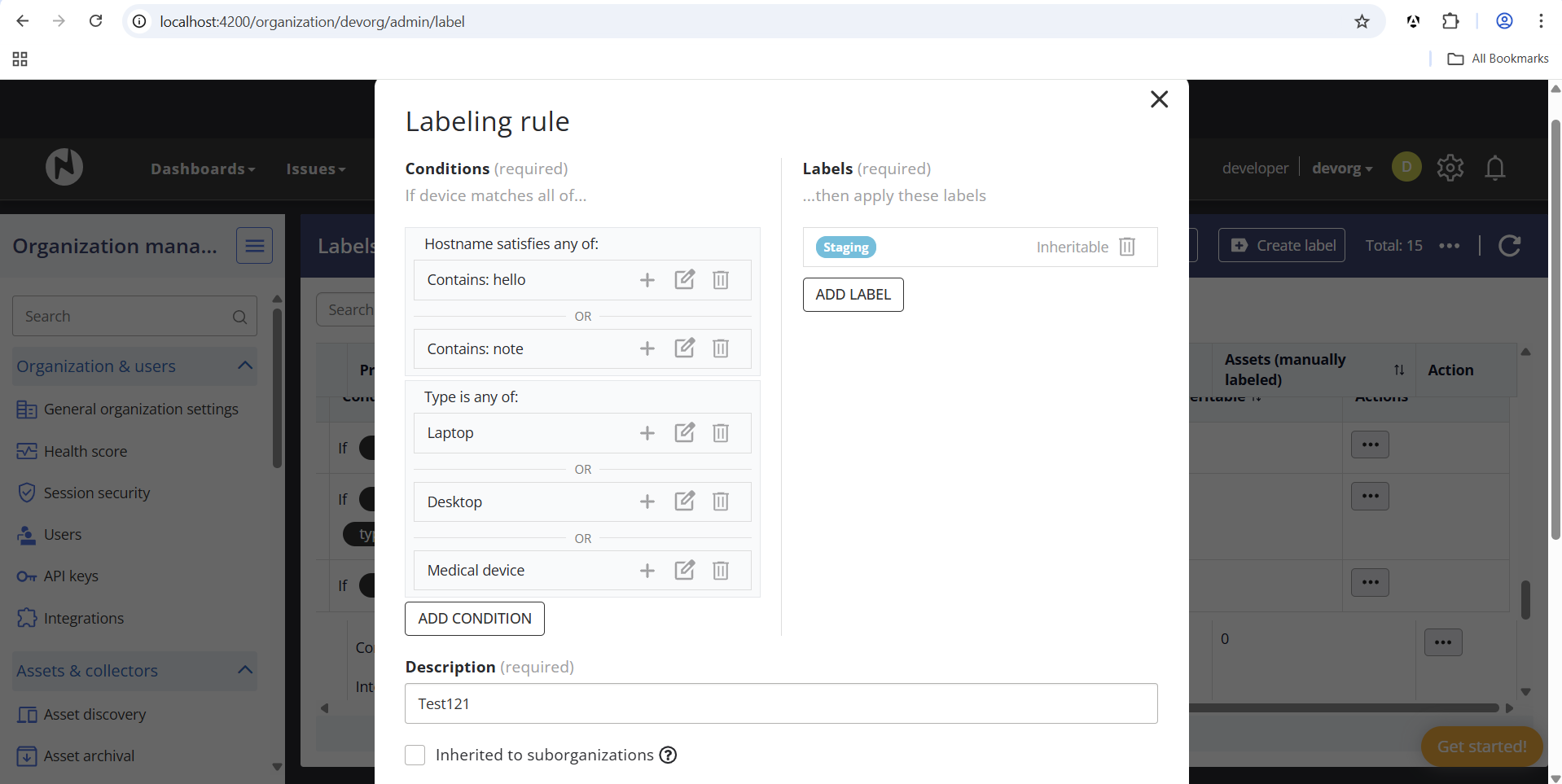 OR conditions in labeling rules